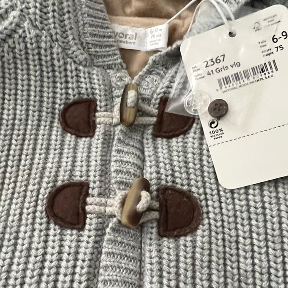 NWT! Mayoral Lined Cardigan / Pram Coat, Color Grey, Size 6-9M - Picture 4 of 8